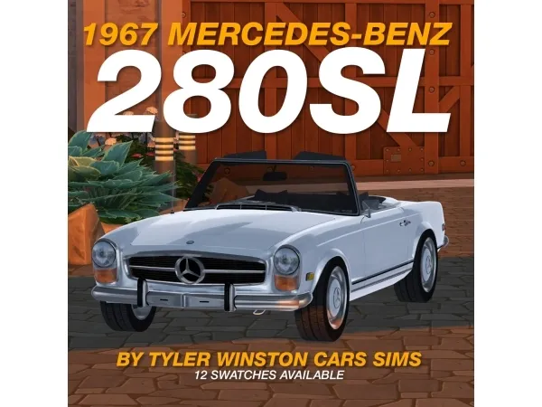 Alpha Tyler Winston Cars 1967 Mercedes Benz 280SL - The Sims 4 Custom Content