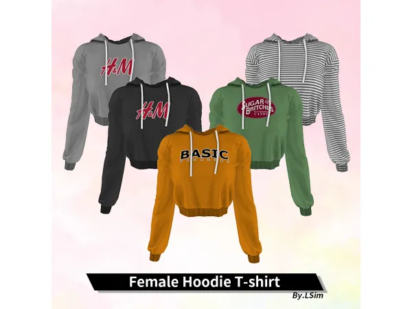 Alpha LSim female hoodie - The Sims 4 Custom Content
