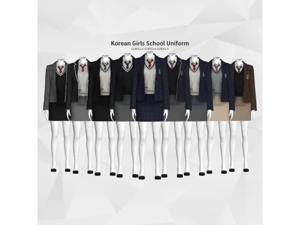 Alpha Korean Girls School Uniform by Gorilla Gorilla Gorilla - The Sims 4 Custom Content