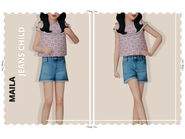 Alpha Maila Jeans Child - The Sims 4 Custom Content