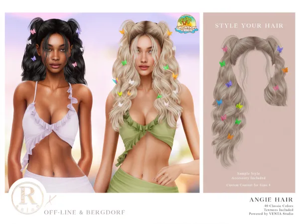 Alpha RAMA Angie Hair by VentaStudio - The Sims 4 Custom Content