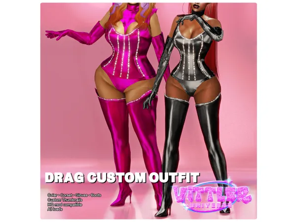 Alpha DRAG UP Custom Outfit by VittlerUniverse - The Sims 4 Custom Content