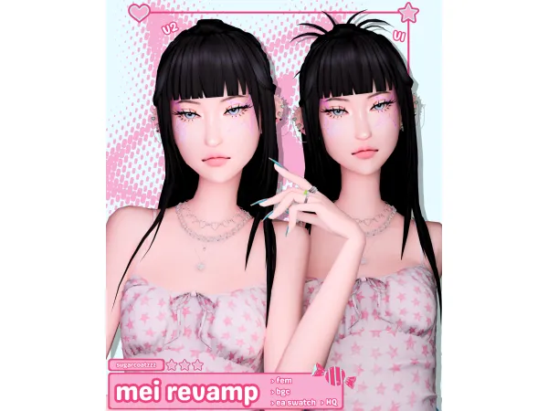 Maxis Match mei hair by sugarcoatzzz - The Sims 4 Custom Content