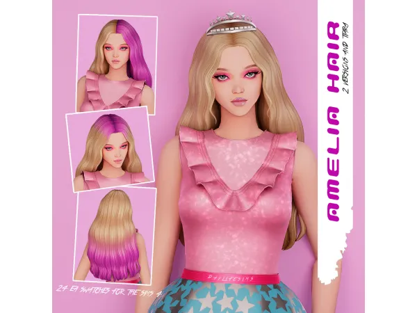 Maxis Match AMELIA HAIR 2 versions and tiara by DaylifeSims - The Sims 4 Custom Content