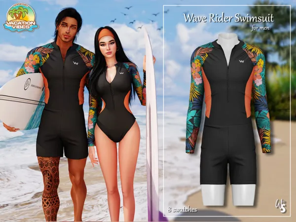 Alpha Vacation Vibes Wave Rider Swimsuit for men - The Sims 4 Custom Content