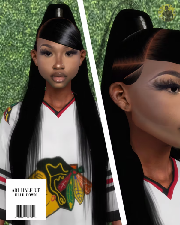 Alpha ARI HALF UP HALF DOWN by simsfinds - The Sims 4 Custom Content