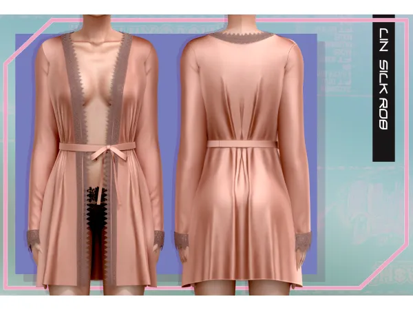 Alpha Belaloallure Lin silk robe - The Sims 4 Custom Content
