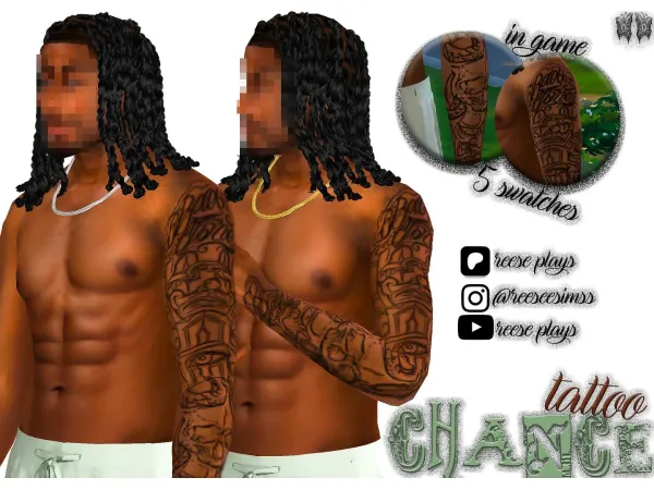 Mix Chance Sleeve Tattoo by reeseplays - The Sims 4 Custom Content