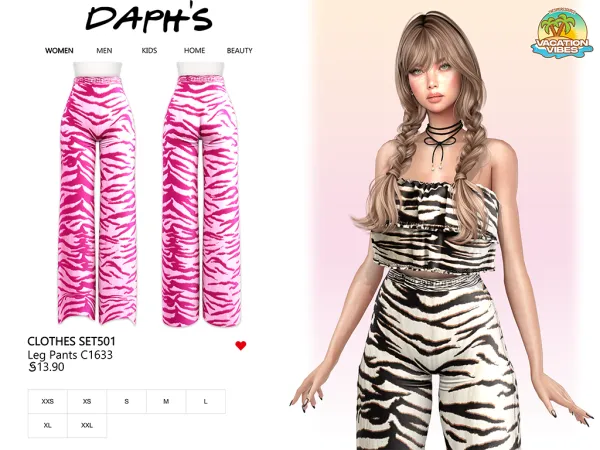 Alpha Daph's VacationVibes Clothes SET501 Leg Pants C1633 - The Sims 4 Custom Content