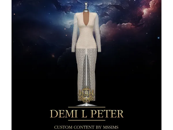 Alpha DEMI L PETER GOWN by Mssims4 - The Sims 4 Custom Content