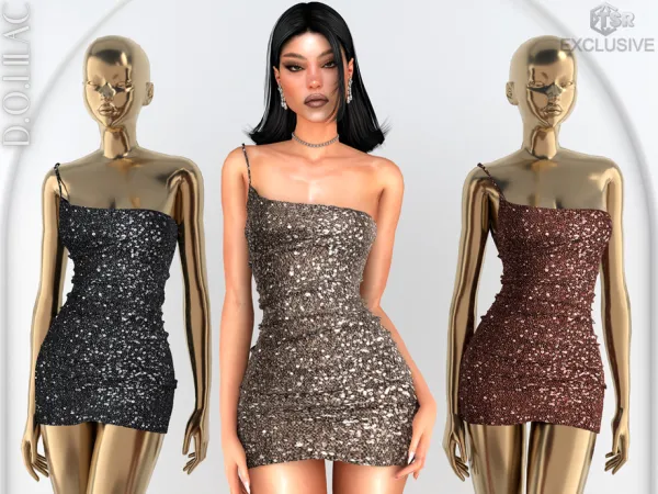 Alpha Asymmetric Mini Dress DO0948 by DOLilac - The Sims 4 Custom Content