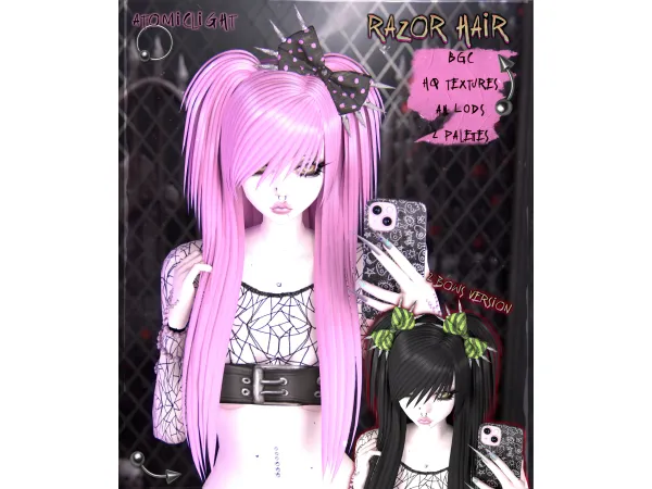 Maxis Match Razor hair Bows by atomiclight - The Sims 4 Custom Content