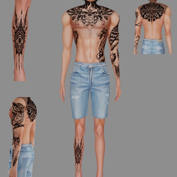 Mix Male tattoo 42 by simmer_creator - The Sims 4 Custom Content