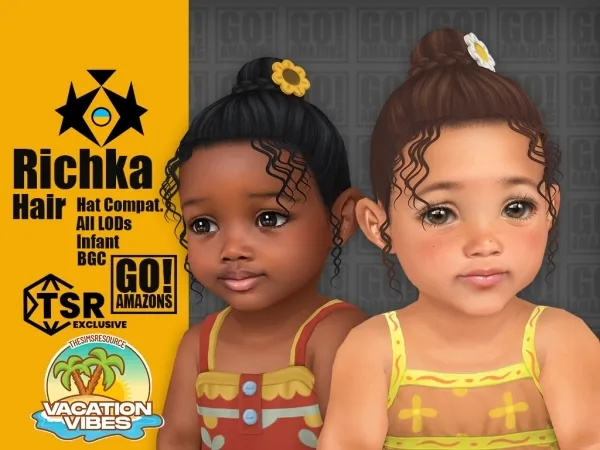 Maxis Match Richka Hair (Vacation Vibes) - The Sims 4 custom content