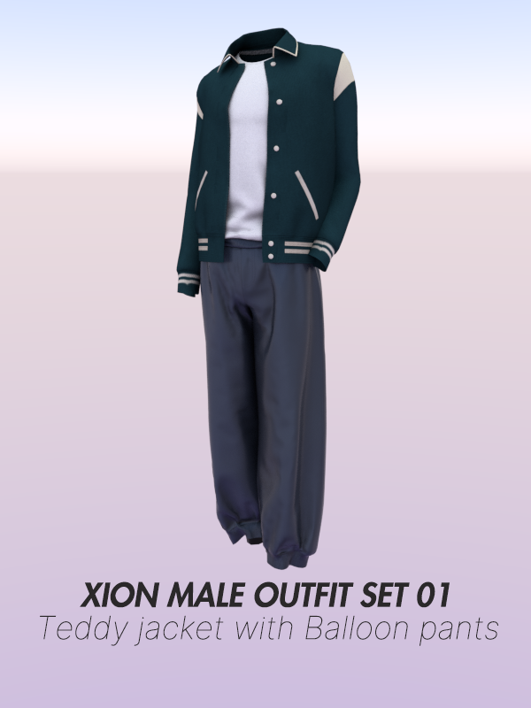 Alpha Male outfit set 01_Teddy jacket with Balloon pants by simsfinds - The Sims 4 Custom Content