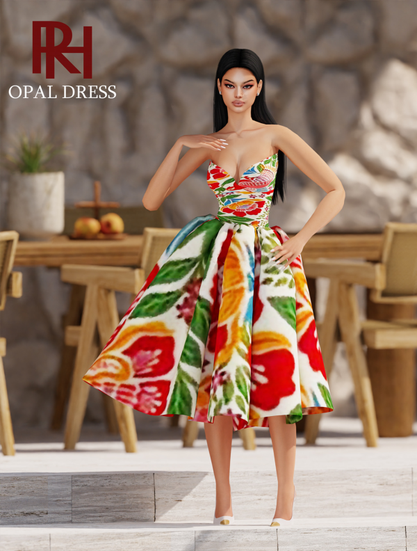 Alpha OPAL DRESS by simsfinds - The Sims 4 Custom Content