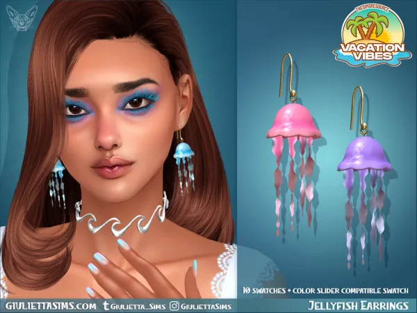Alpha Vacation Vibes Jellyfish Earrings - The Sims 4 Custom Content