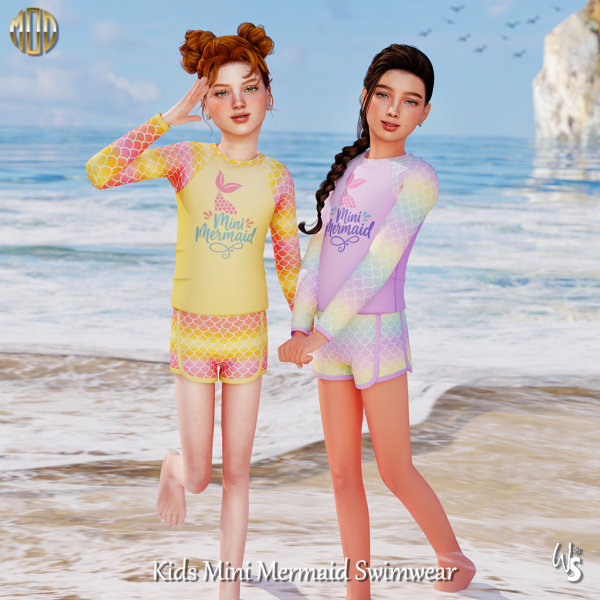 Alpha Kids Mini Mermaid Swimwear by wisteriasims - The Sims 4 Custom Content
