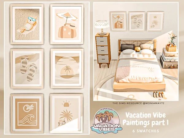 Mix Vacation Vibe Paintings part 1 - The Sims 4 Custom Content