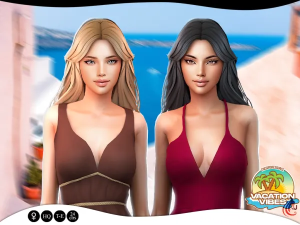 Maxis Match Vacation Vibes Ballena Hairstyle - The Sims 4 Custom Content