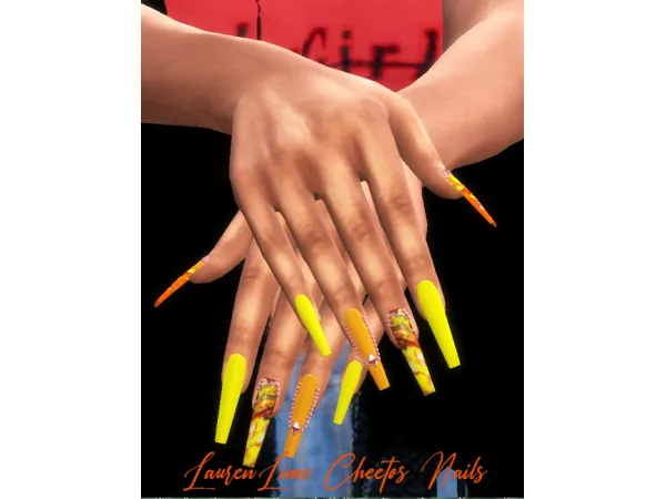 Alpha Hot Cheetos Nails - The Sims 4 Custom Content