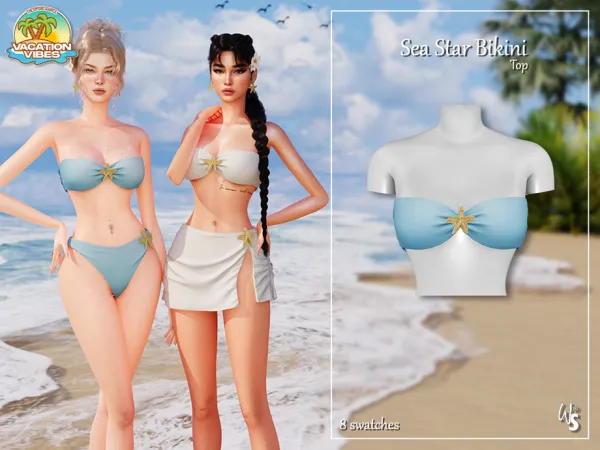 Alpha VacationVibes SeaStar Bikini Top - The Sims 4 Custom Content