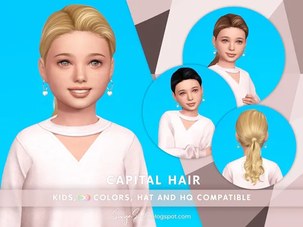 Alpha Capital Hair Kids - The Sims 4 Custom Content