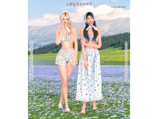 Alpha [SUNBERRY] 2537 GIFT SET2 Lovely outfit set - The Sims 4 Custom Content