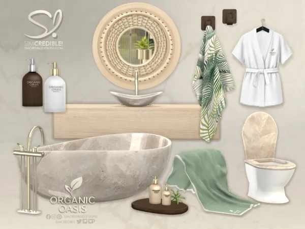Alpha Organic Oasis Hotel Suite Bathroom - The Sims 4 Custom Content