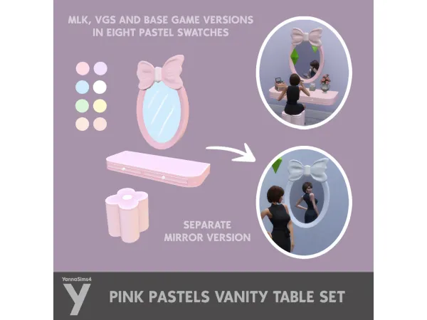Maxis Match Pink Pastels Vanity Table Set by YannaSims4CC - The Sims 4 Custom Content
