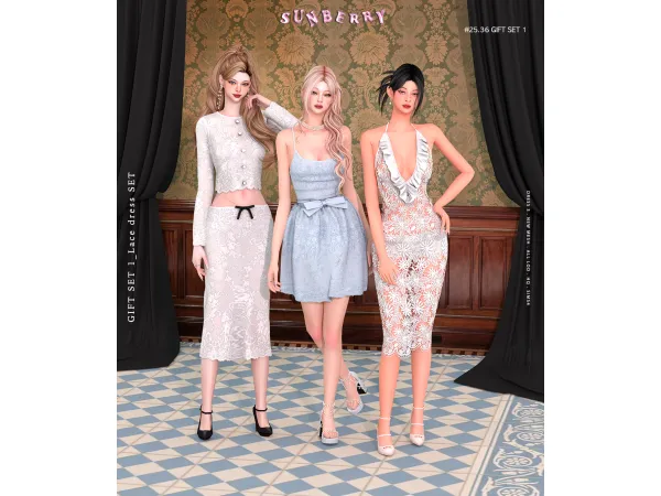 Alpha [SUNBERRY]2536 GIFT SET_Lace Collection - The Sims 4 Custom Content
