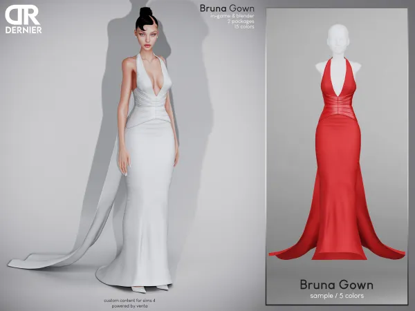 Alpha DERNIER Bruna Gown (Sample) - The Sims 4 Custom Content