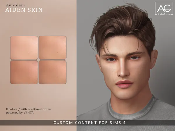 Alpha avi glam aiden skin (gift) - The Sims 4 Custom Content