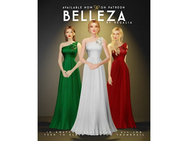 Mix BELLEZA DRESS by simsregalia - The Sims 4 Custom Content