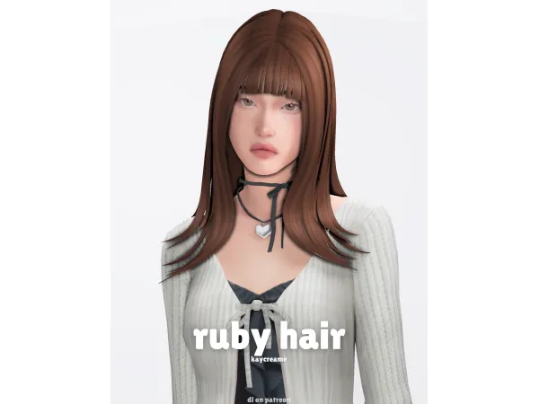 Maxis Match ruby hair by kaycreame - The Sims 4 Custom Content