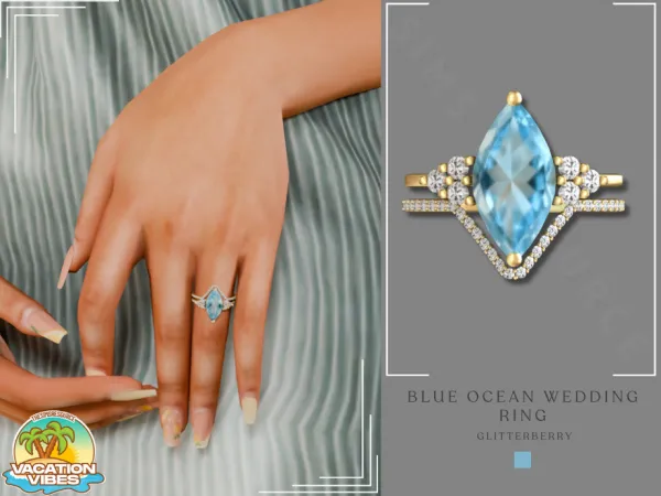 Mix Vacation Vibes Ocean Blue Wedding Ring - The Sims 4 Custom Content