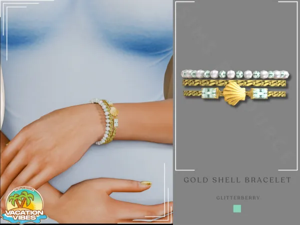 Mix Vacation Vibes Layered Shell Bracelet - The Sims 4 Custom Content
