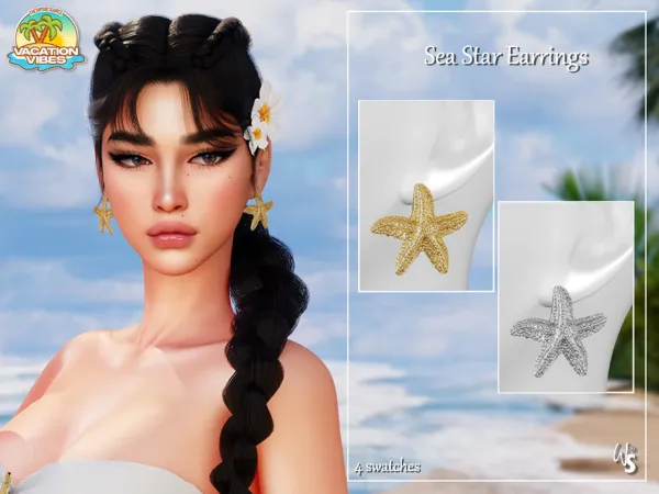 Alpha VacationVibes SeaStar Earrings - The Sims 4 Custom Content