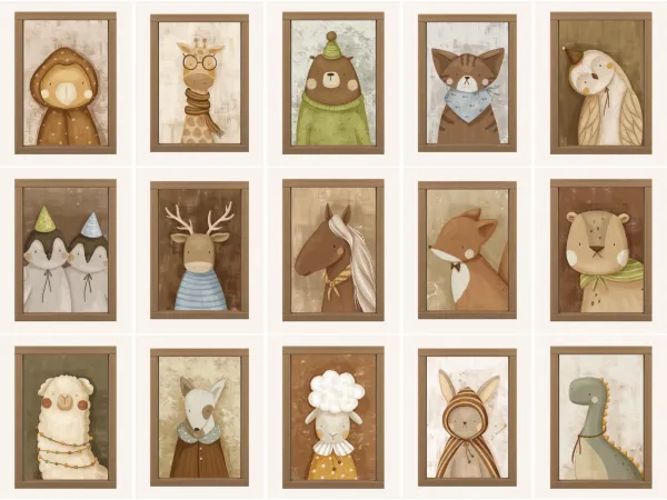 Mix NURSERY ANIMAL PAINTING 30 Art Prints by lilyvalleycc - The Sims 4 Custom Content