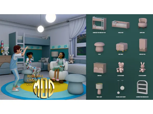 Maxis Match ARDEN KIDS BEDROOM by ModCo Studios - The Sims 4 Custom Content