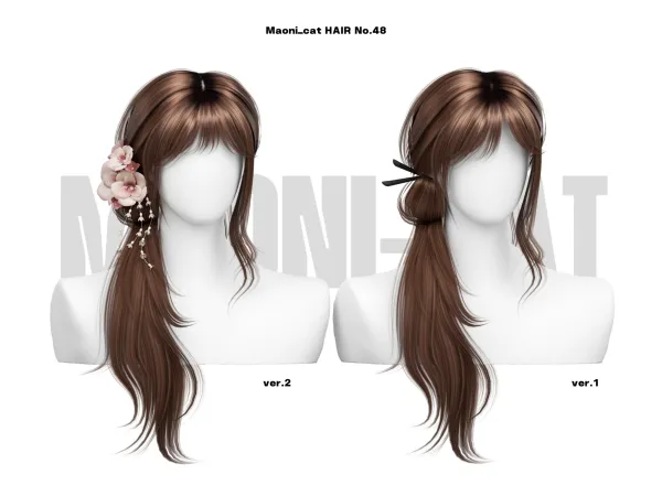 Alpha HAIR NO48 ver2 by Maonicat - The Sims 4 Custom Content