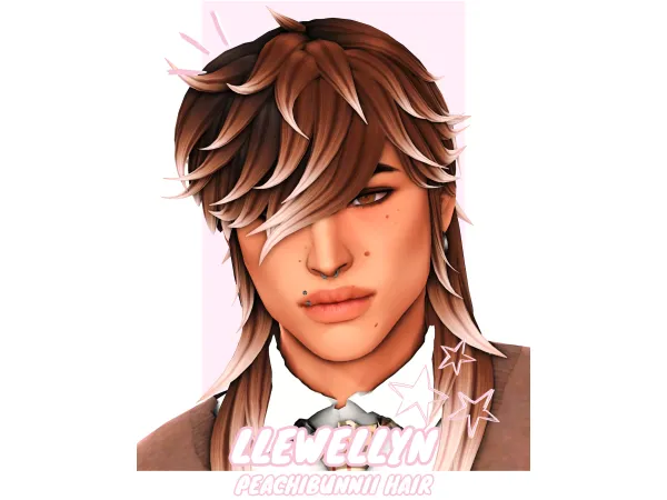 Maxis Match Llewellyn Hair by Peachibunnii - The Sims 4 Custom Content