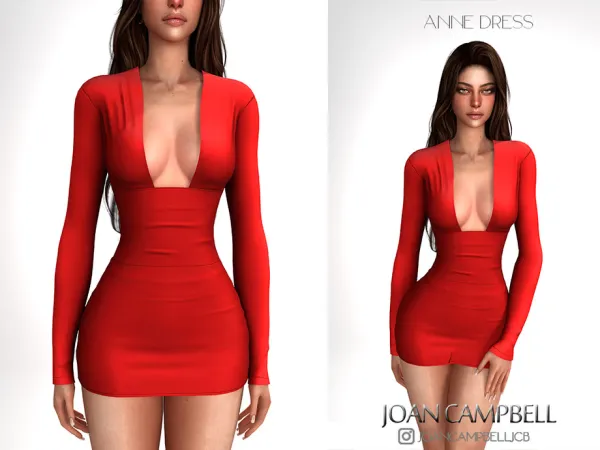 Alpha ANNE DRESS by Joan_Campbell_Beauty_ - The Sims 4 Custom Content