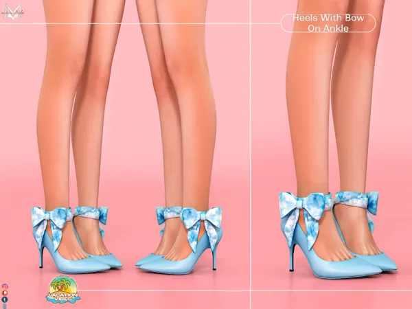Maxis Match Heels with Bow On Ankle S621 by Mermalade - The Sims 4 Custom Content