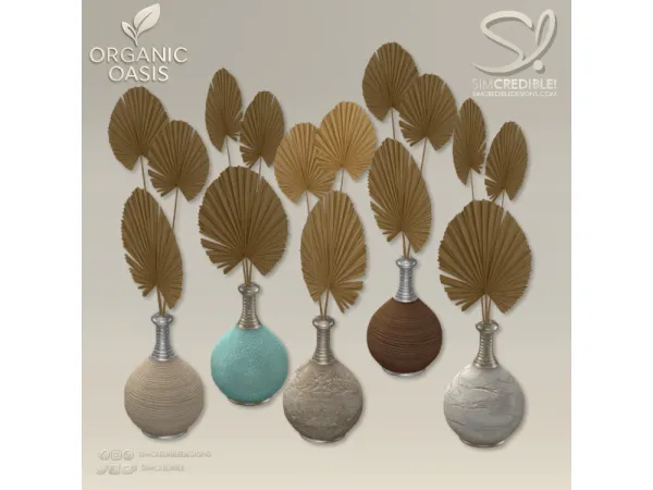 Alpha Organic Oasis Hotel Suite Extras Dried Palm Vase - The Sims 4 Custom Content