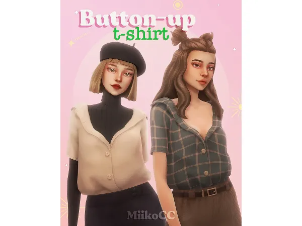 Maxis Match Button up t shirt by Miiko - The Sims 4 Custom Content