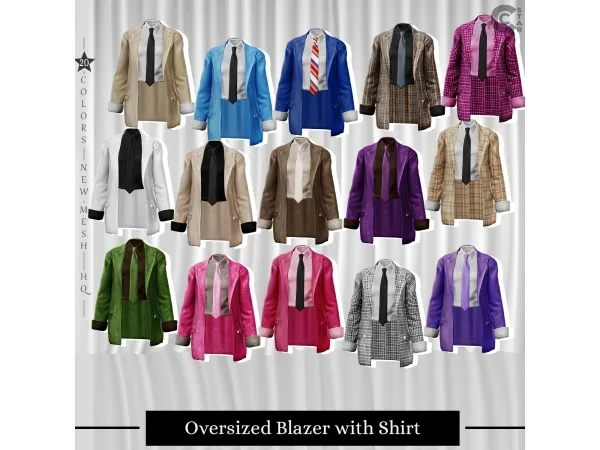 Alpha Oversized Blazer with Shirt cool_content_star - The Sims 4 custom content