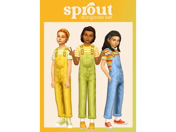 Maxis Match sprout dungaree set sims by citrusy - The Sims 4 Custom Content