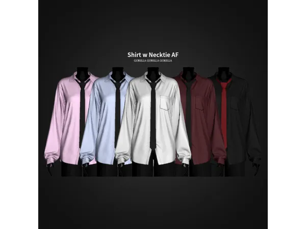 Alpha Shirt w Necktie AF by gorillax3 - The Sims 4 Custom Content