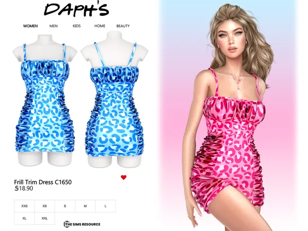 Alpha Daph's Frill Trim Dress C1650 - The Sims 4 Custom Content